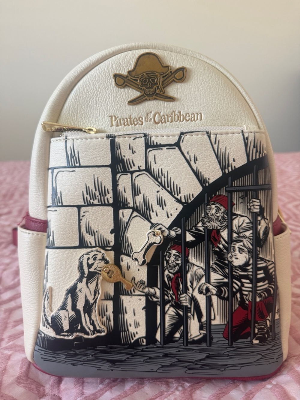 Rare Loungefly White & Red Pirates of the Caribbean Mini Backpack